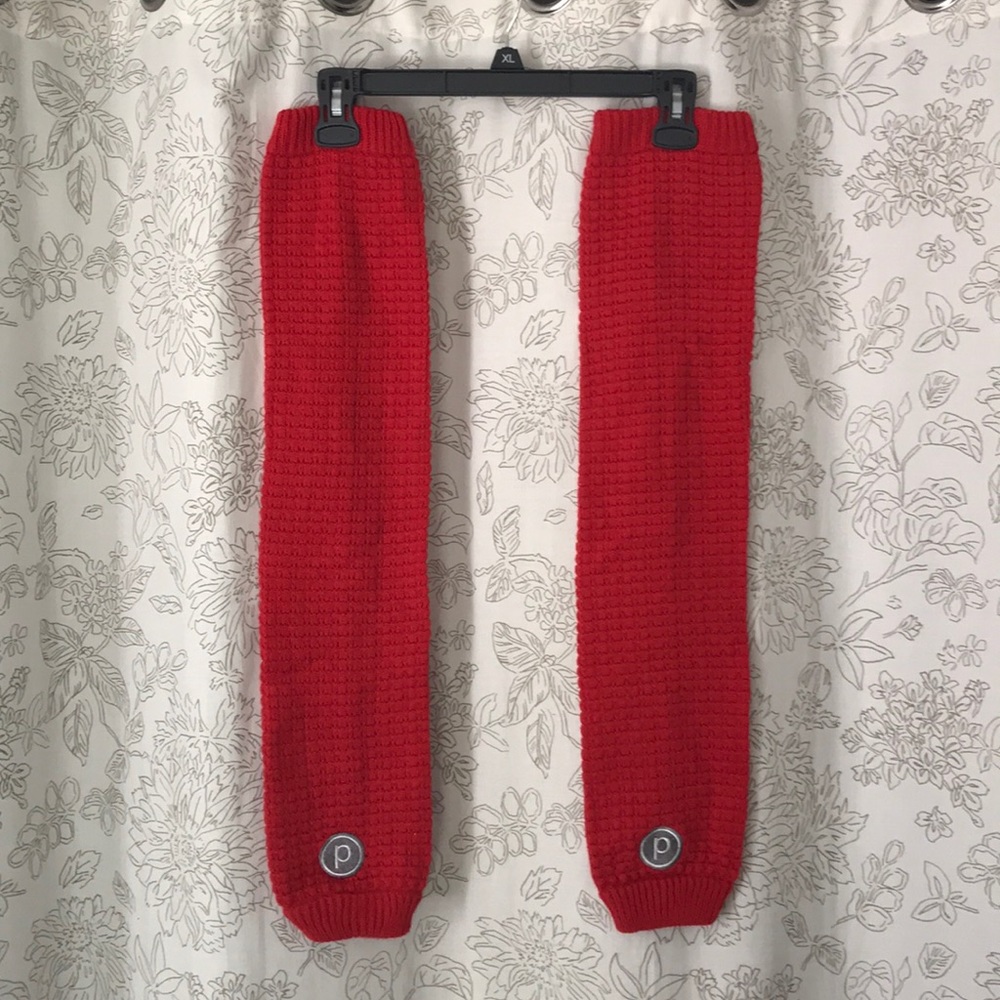 Red Pure Barre leg warmers